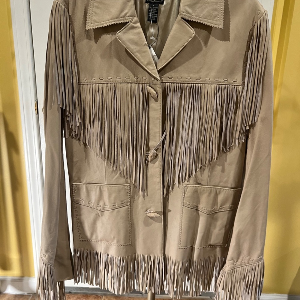 COWBOY CARTER LIKE LEATHER FRINGED BLAZER - New With Tags